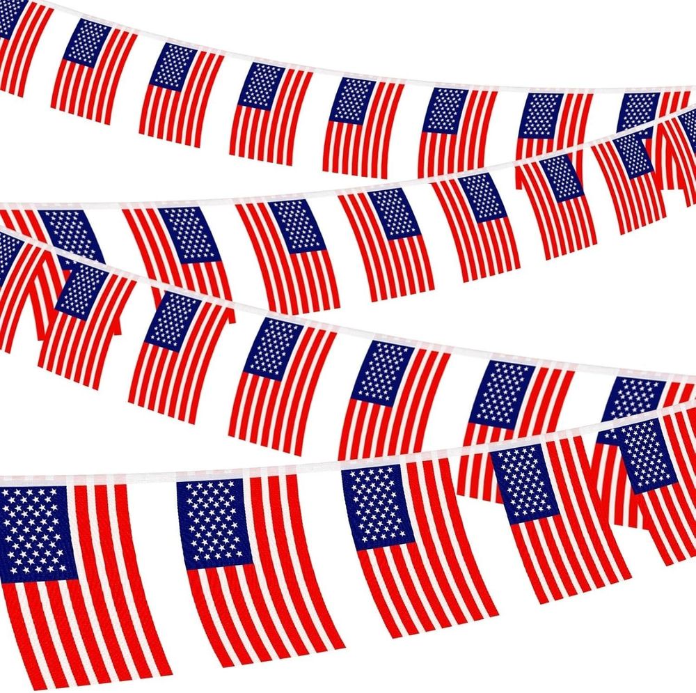 NOVWANG American Flag Banner 100PCS USA Patriotic Independence Day Decor