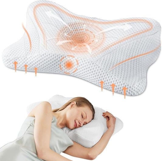 Sweetcrispy Cervical Memory Foam Pillow King Side Sleeper Neck Support White