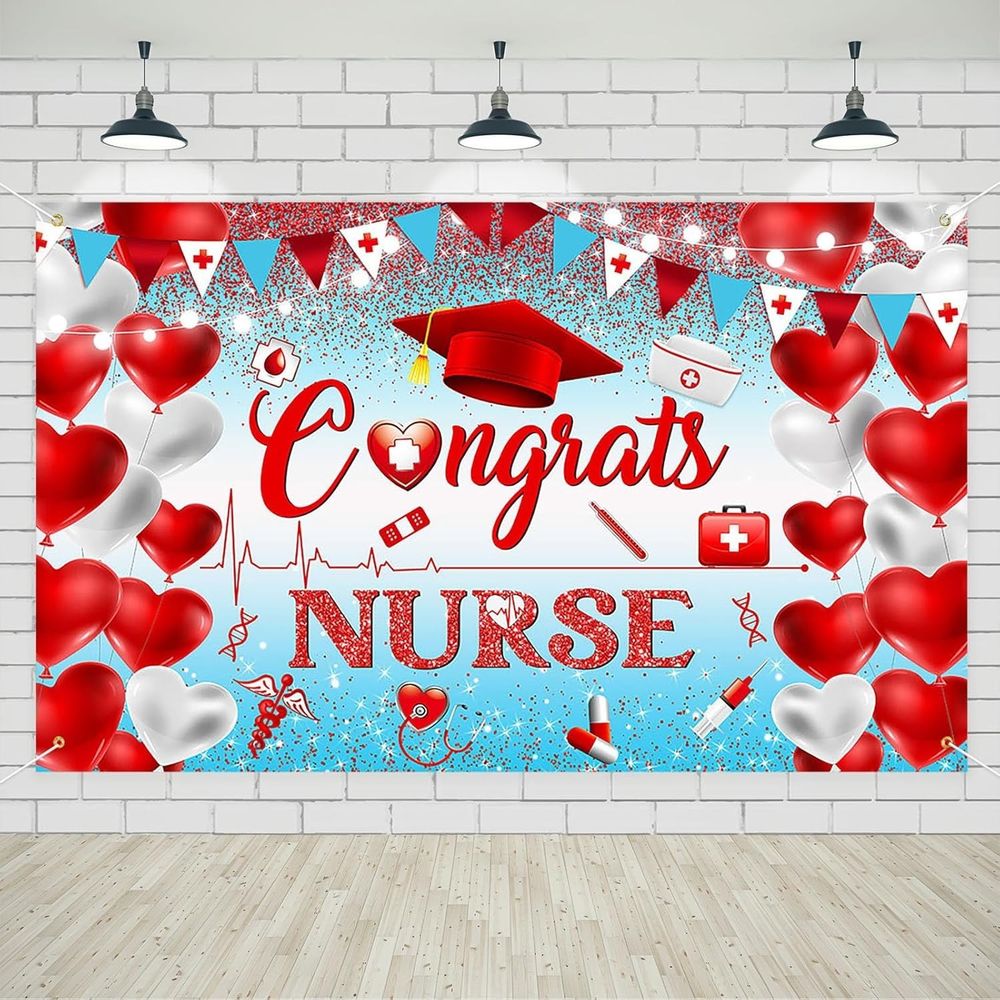 Avezano Nurse Graduation Banner Congrats Nurse Class of 2024 Backdrop 70x43in
