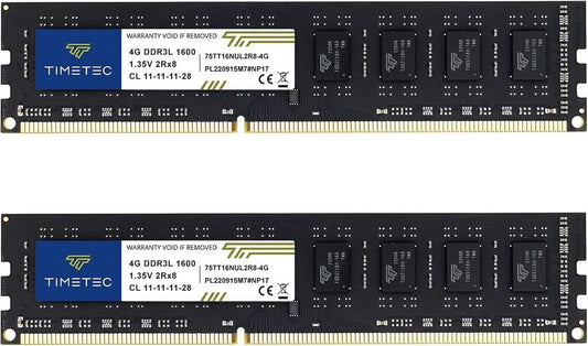 Timetec 8GB Kit (2x4GB) DDR3L DDR3 1600MHz PC3-12800 CL11 1.35V/1.5V UDIMM