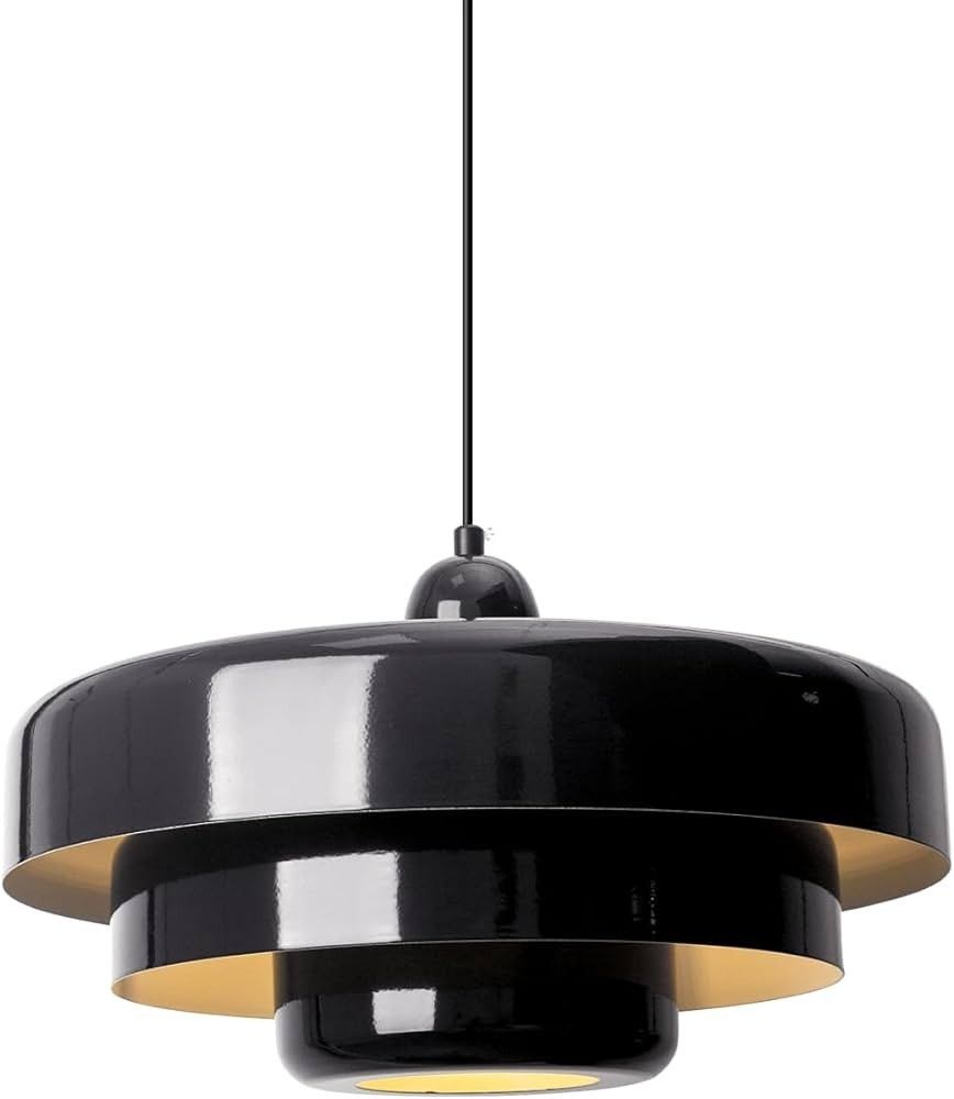 Qepeety Black Pendant Light Kitchen Island Farmhouse Dome Chandelier 17.7"
