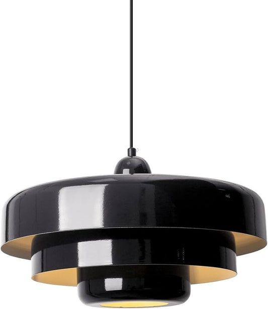 Qepeety Black Pendant Light Kitchen Island Farmhouse Dome Chandelier 17.7"