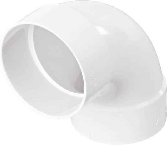 NDS PVC S&D 90° Long-Turn Elbow 4" Hub x Hub Sewer Drain Pipe White