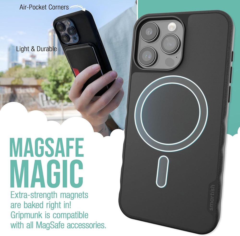 Smartish iPhone 15 Pro Max Gripmunk Case MagSafe Slim Protective Black