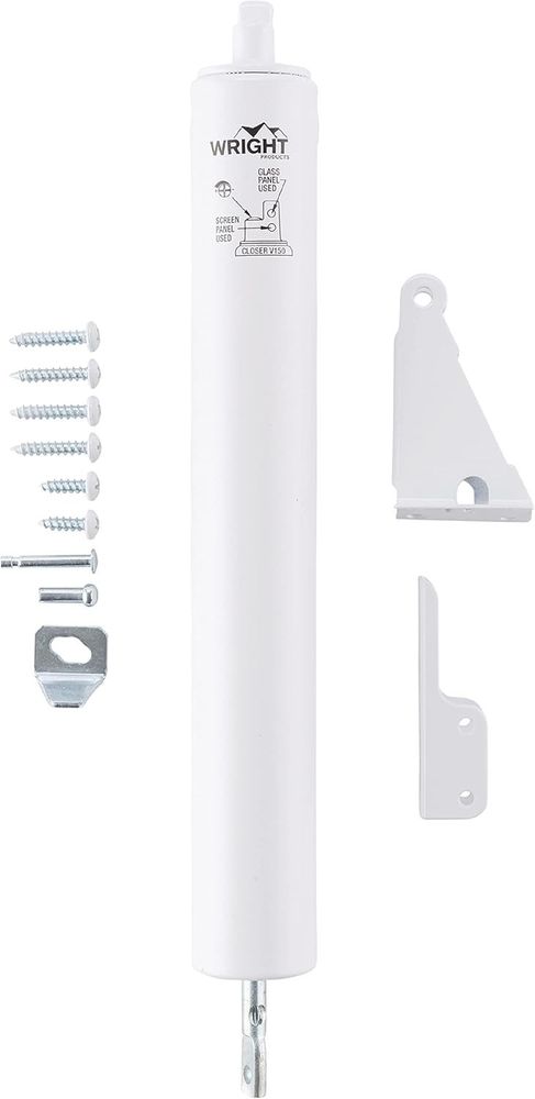 Wright Heavy-Duty Pneumatic Storm Door Closer Adjustable Hold-Open White