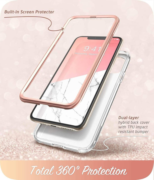i-Blason Cosmo Series iPhone 11 Pro Max Case Marble Full Body Built-in Screen Pr