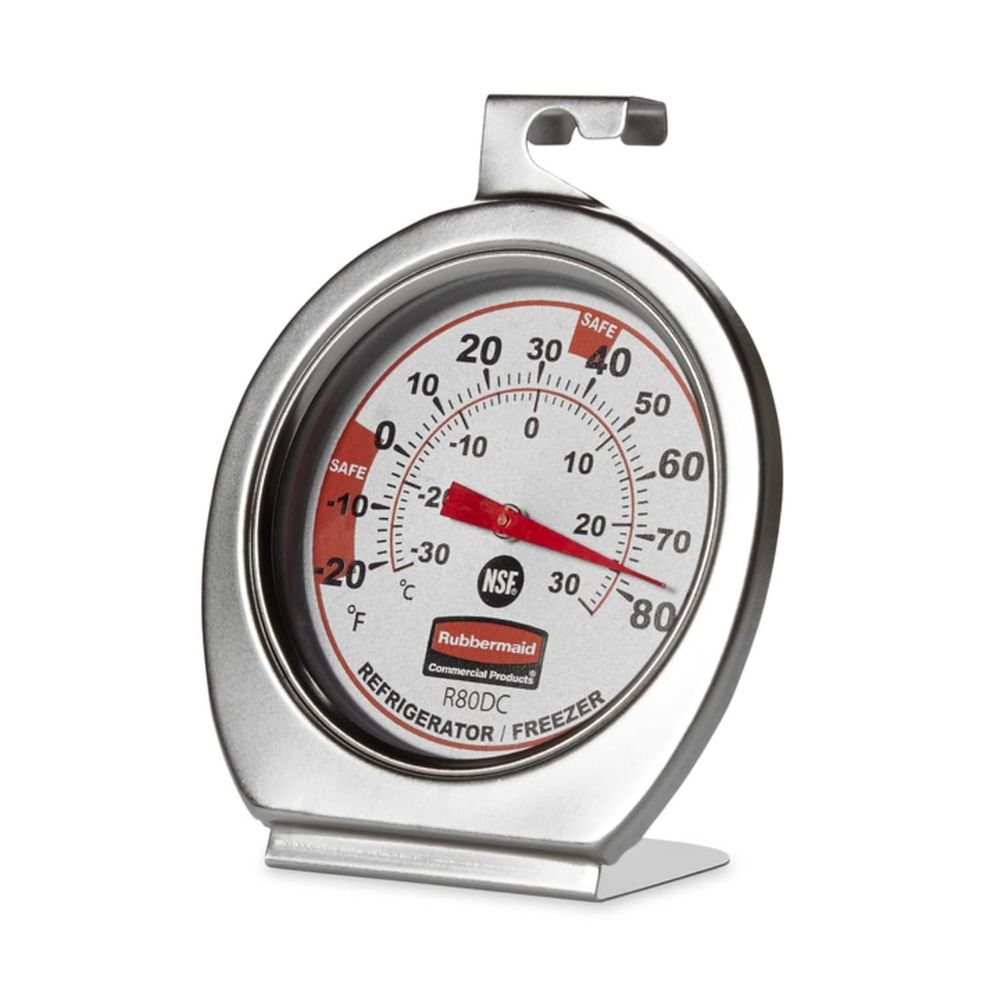 Rubbermaid Commercial Thermometer Classic Mechanical Dial Chrome Fridge Freezer