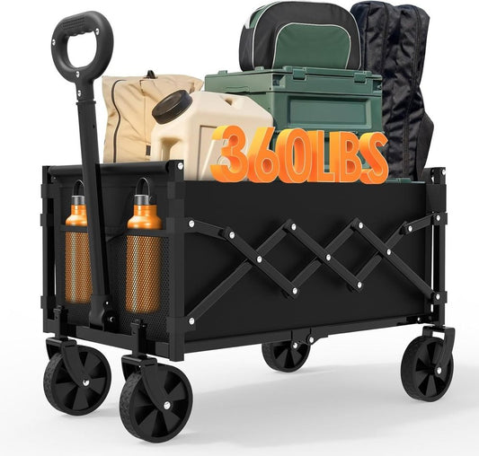 ZENPETIO 28" Collapsible Wagon Cart 360lb Folding Beach Utility Camping Sports
