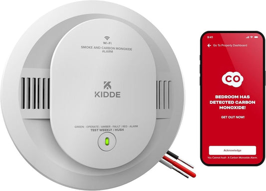 Kidde Hardwired App Enabled Smart Smoke CO Detector AA Backup Voice Alerts