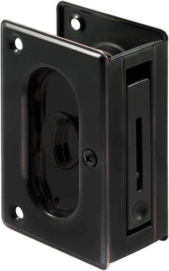 Prime-Line N 7368 Pocket Door Privacy Lock w/ Pull 3-3/4" Classic Bronze