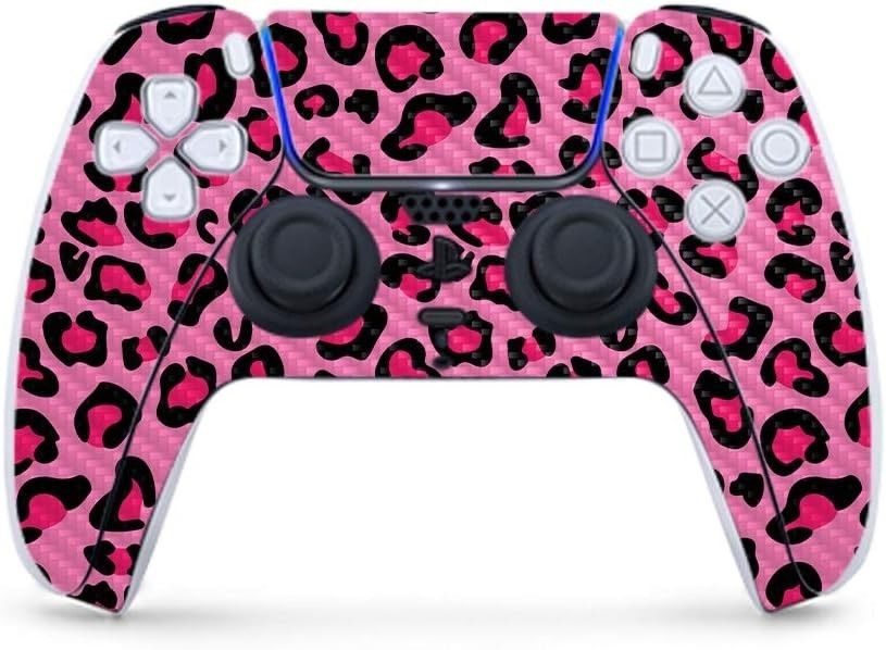 MightySkins Carbon Fiber Gaming Skin for PS5 / PlayStation 5 Controller - Pink
