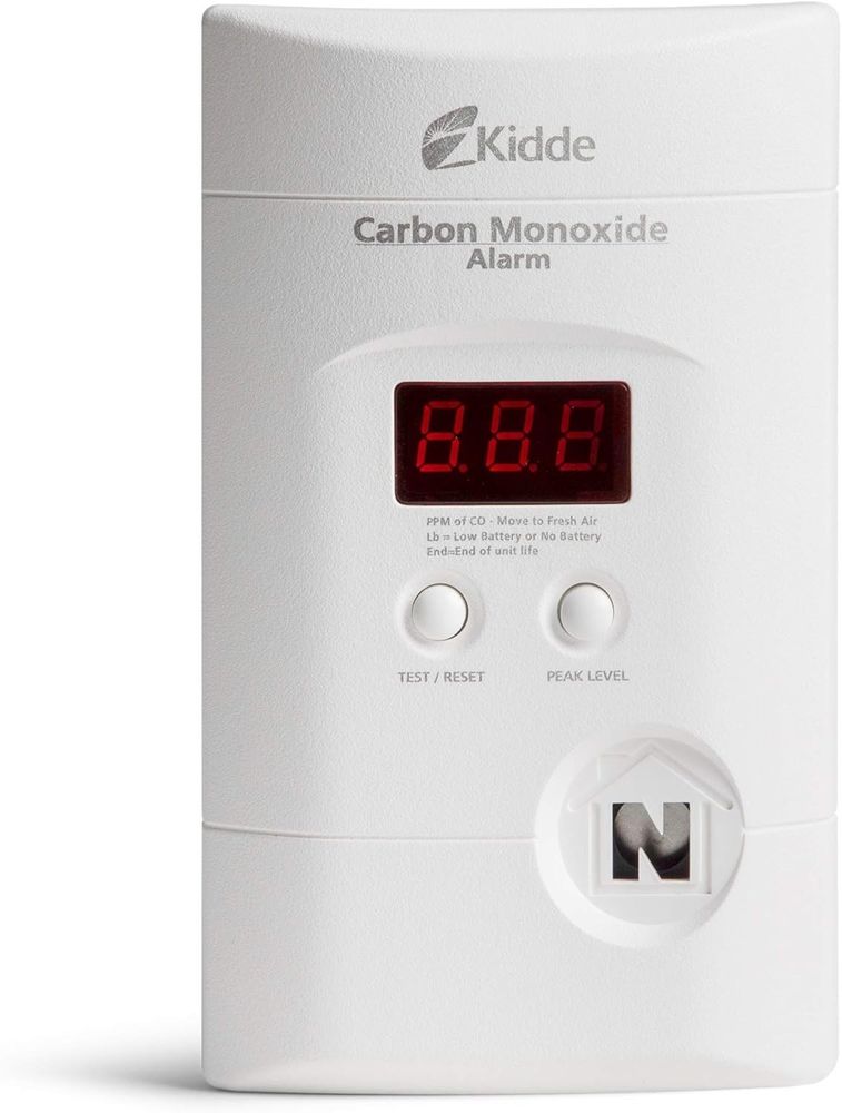 Kidde Carbon Monoxide Detector Plug-In 9V Battery Backup Digital Display 85dB