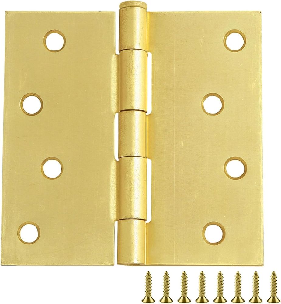 Design House 181636 Door Hinges 3-Pack 4"x4" Square Corner Satin Brass