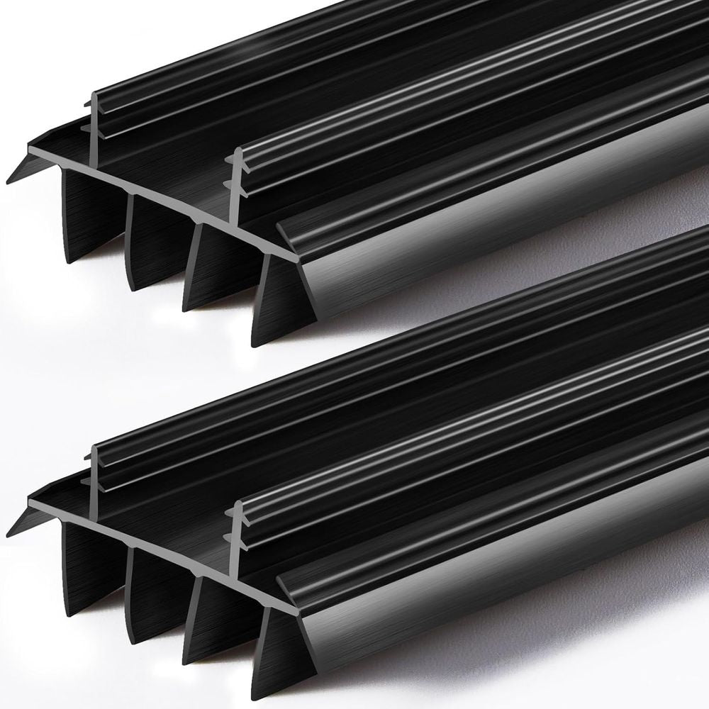 Pushglossy 2Pk 32" Door Bottom Seal Kerf Weatherstrip Vinyl Fins Black