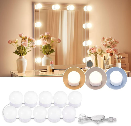LED Vanity Lights for Mirror, Vanity Lights Stick on with 10 Dimmable Bulbs