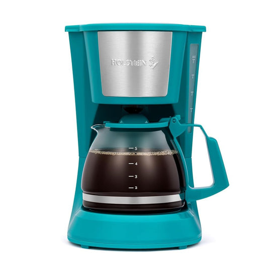 Holstein 5 Cup Drip Coffee Maker Compact Auto Pause Reusable Filter Teal