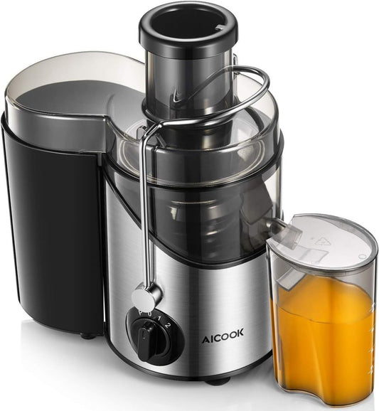 Aicook Juicer AMR526: Machine with 3'' Wide Mouth, 3 Speed Centrifugal - Silver