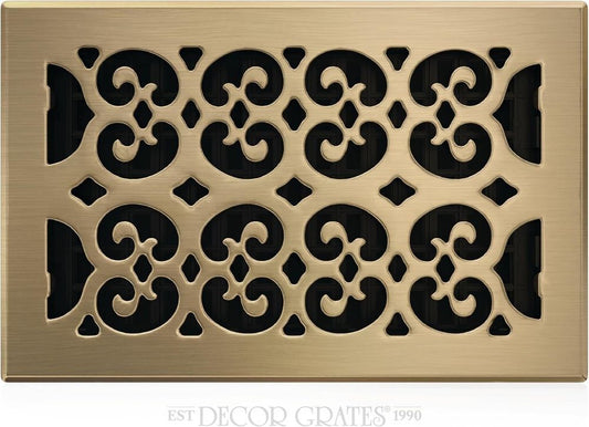 Decor Grates SPH610-A Scroll Floor Register 6x10 Antique Brass