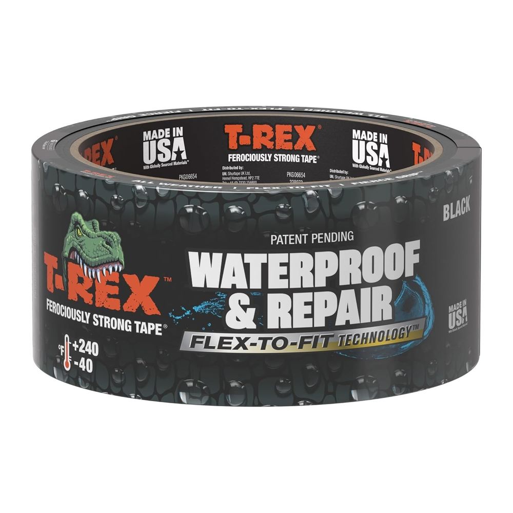 T-REX Flexible Waterproof Tape 1.88"x30ft Heavy Duty Roof Leak Repair Black