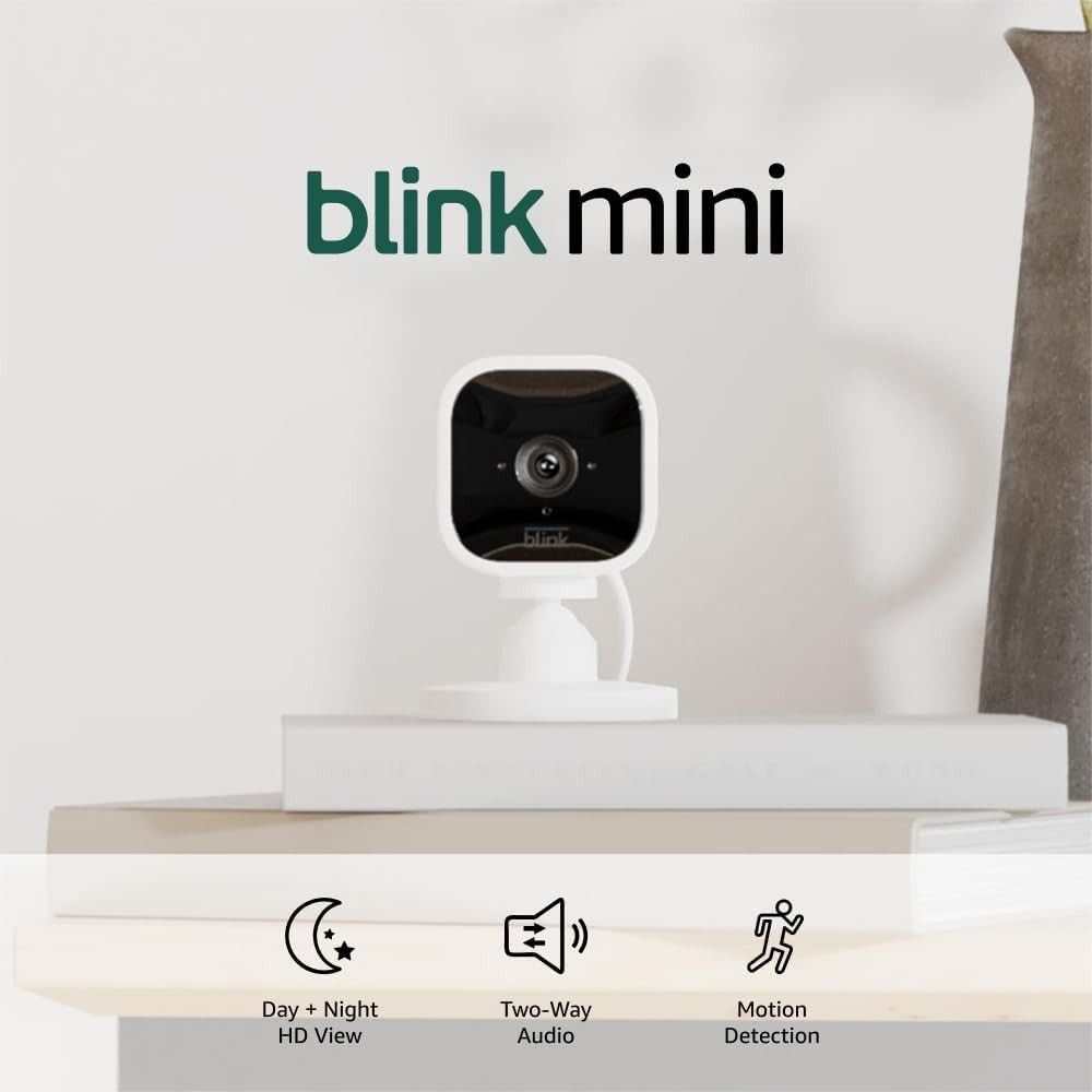 Blink Mini Indoor Security Camera 1080p HD Night Vision White