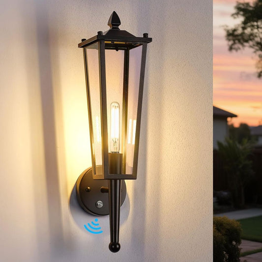 Osimir 20" Dusk to Dawn Outdoor Wall Light Black Waterproof Porch Sconce