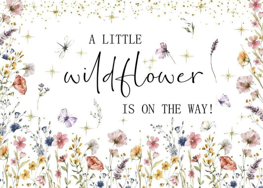 SJOLOON Wildflower Baby Shower Backdrop A Little Wildflower Is On The Way Banner