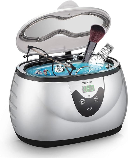 UKOKE Ultrasonic Cleaner Jewelry Retainer Denture Watch Ring Toothbrush Timer
