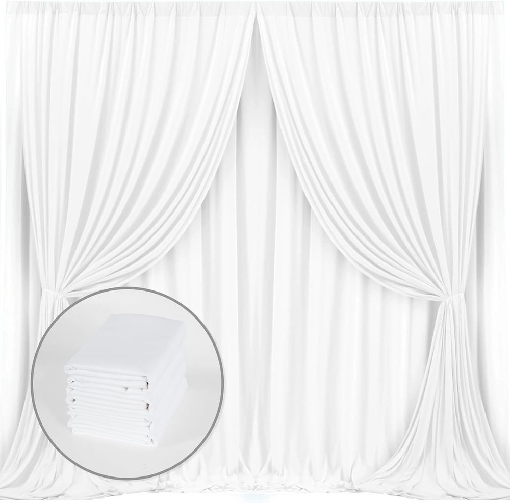 White Backdrop Curtains 4 Panels 5x10ft Wedding Party Photography Drapes Decor