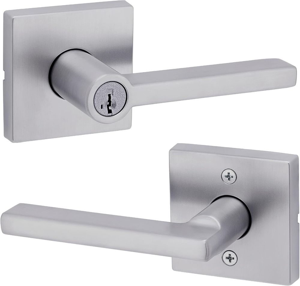 Kwikset Halifax Keyed Entry Door Lever Lock Satin Chrome SmartKey Pick-Resistant