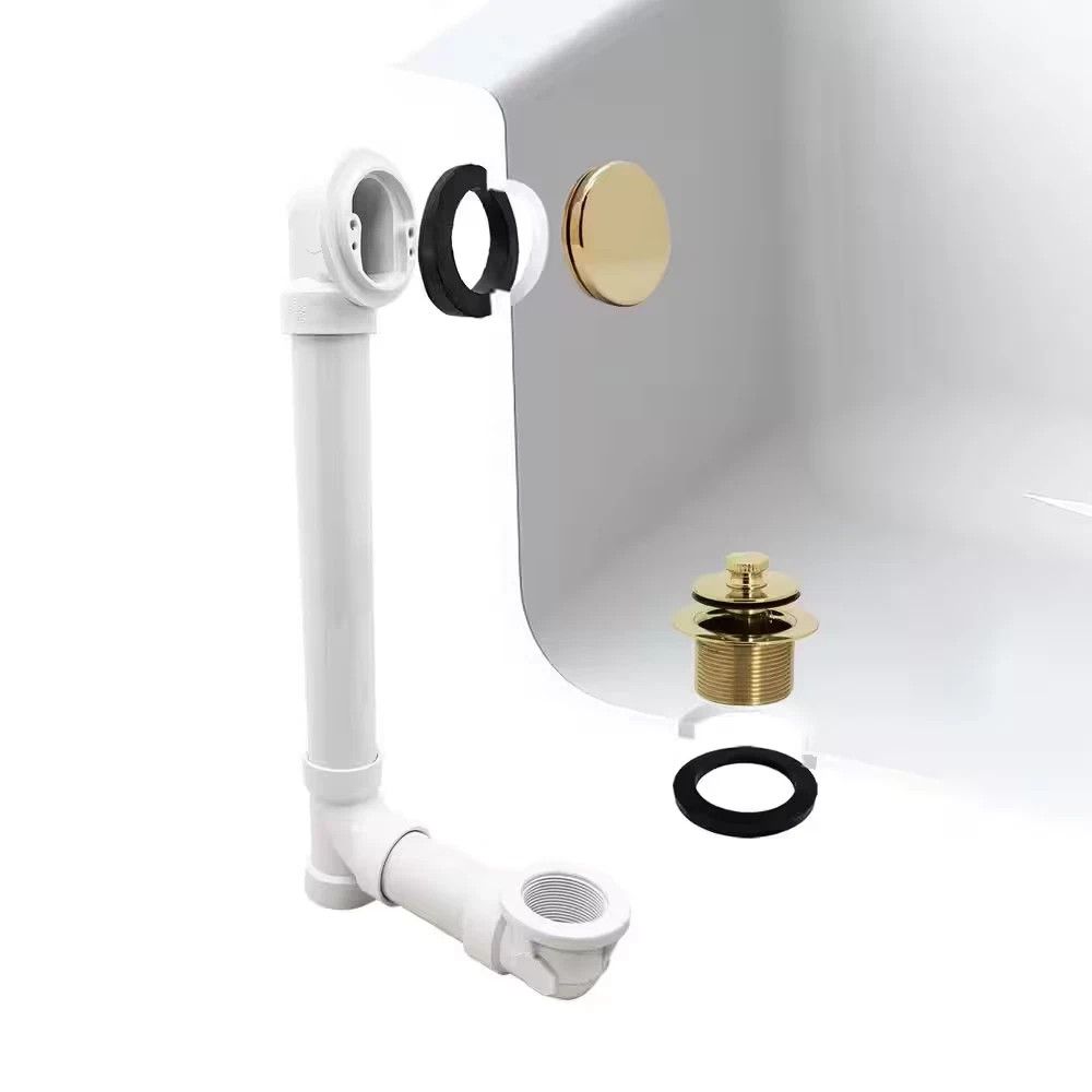 12 In. PVC Bath Waste and Illusionary Overflow in Polished Brass