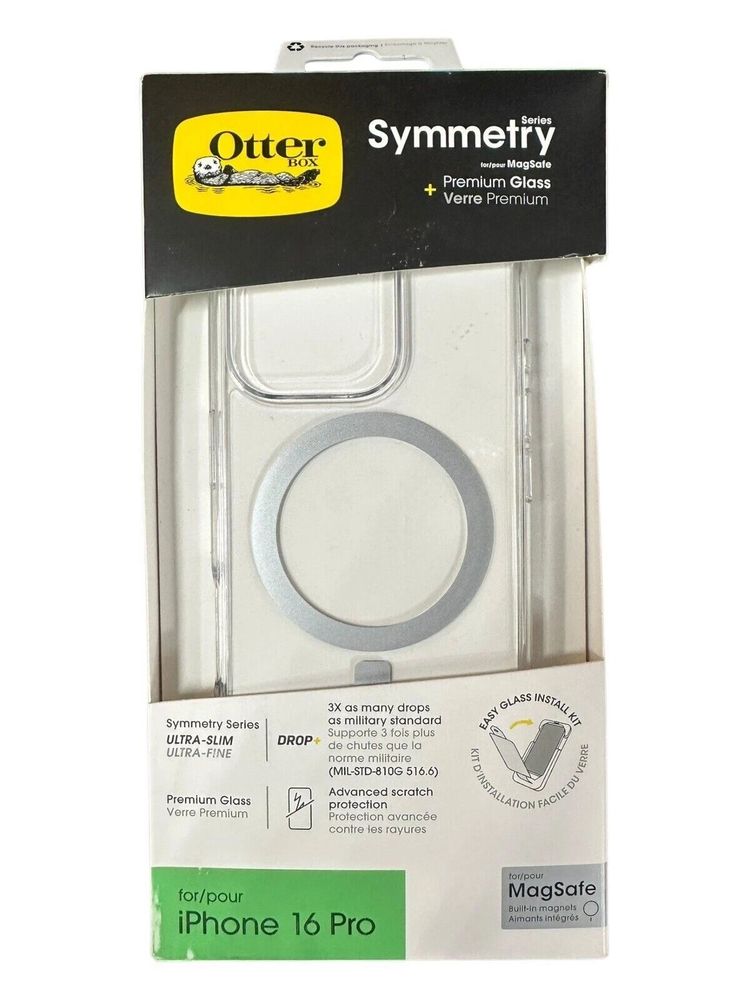 OtterBox Symmetry MagSafe Case iPhone 16 Pro Clear + Glass Protector
