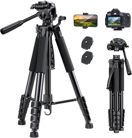 UBeesize 74" Camera Tripod with Phone Holder and Remote, Heavy Duty Tripod