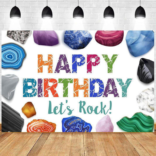 Balterever Geology Birthday Party Decorations Crystal Theme Banner Backdrop