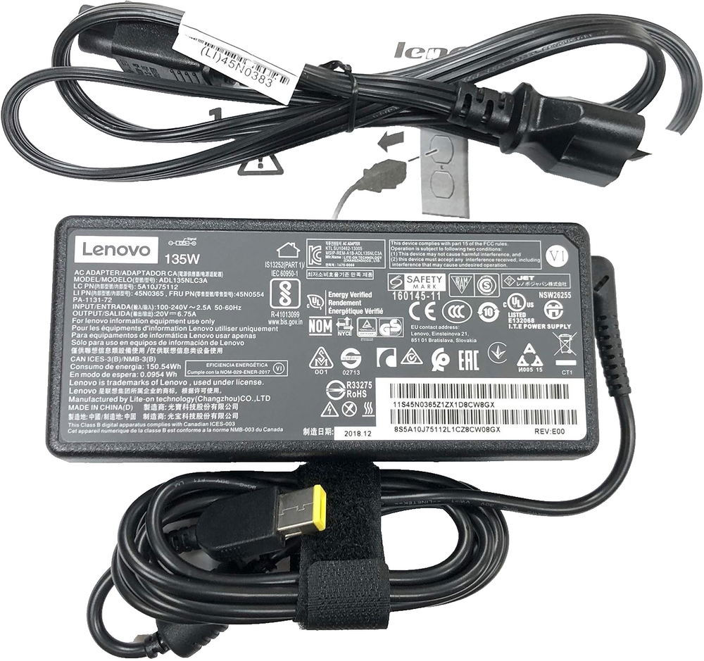 Lenovo ADL135NLC3A 135W 20V Slim Tip AC Adapter Power Supply Charger