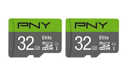 PNY 32GB Elite Class 10 U1 V10 SDHC Flash Memory Card 2-Pack - 100MB/s Class 10