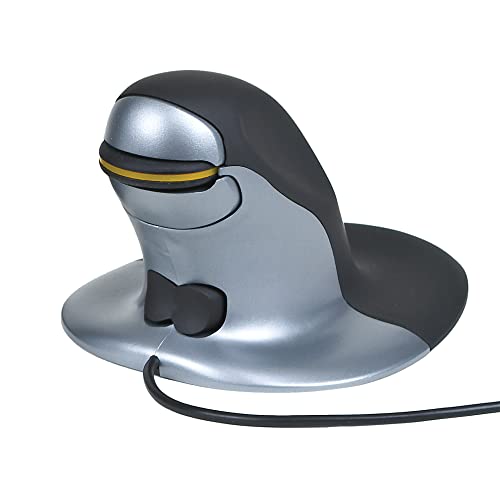 Posturite Penguin Ambidextrous Wired Ergonomic Mouse | USB, Alleviates RSI, Easy-Glide, Vertical Design, PC Computer & Apple Mac Compatible