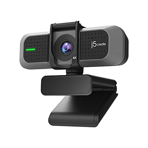 j5create 4K Wide Angle Webcam with Microphone/Privacy Cover for Video Conferencing, Streaming, Recording and Online Teaching, Supports Zoom, Skype, Teams, OBS and More (JVU430)