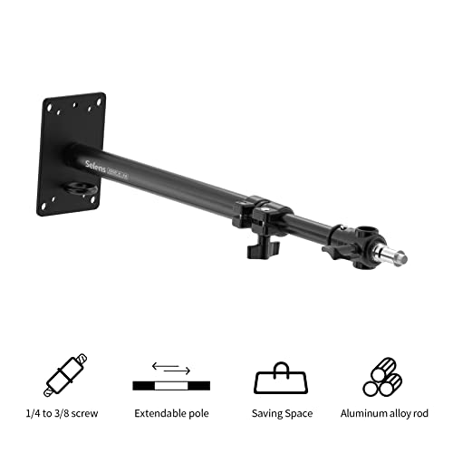 Selens Photography Camera Wall Mount Boom Arm, Ceiling Wall Mounting Up to 22inch for Photo Video Studio Strobe Light, Softbox, Overhead Mount, with 3/8 1/4 Thread, 2 Pack