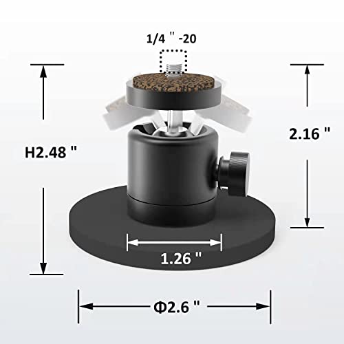 Tsuya Magnetic Camera Mount 60lb with Base Magnetic Camera Monitor Mount Heavy Duty with Mini Ball Head and 1/4''-20 Male Thread Stud for Mobile Camera£¬Magnetic Surfaces