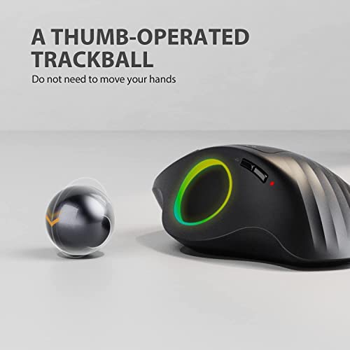 ProtoArc Wireless Trackball Mouse, 2.4G Bluetooth Ergonomic Rechargeable Rollerball