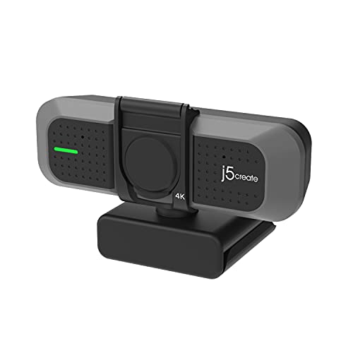 j5create 4K Wide Angle Webcam with Microphone/Privacy Cover for Video Conferencing, Streaming, Recording and Online Teaching, Supports Zoom, Skype, Teams, OBS and More (JVU430)