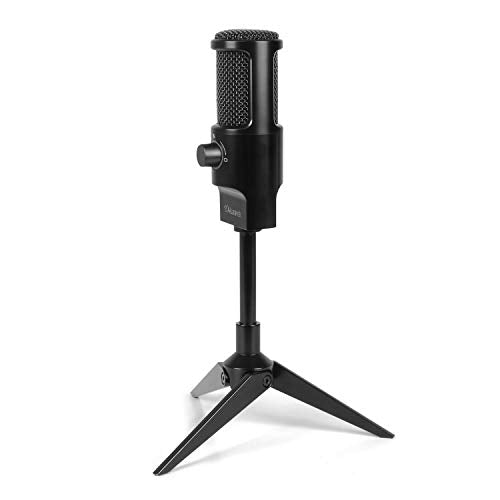 Aluratek USB Omnidirectional Microphone for Laptop, PC, and Mac, with Condenser, Adjustable Stand, for Streaming, Recording, Podcasting, YouTube, Zoom, (AUVM01F), Black