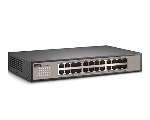 Netis 24 Port Unmanaged Gigabit Switch, Desktop Ethernet Splitter, Ethernet Hub, Plug and Play, Fanless Quite, Traffic Optimization, Sturdy Metal, Rack mountable with Included mounting Bracket