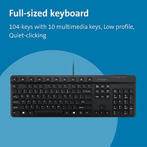 Kensington Simple Solutions Wired Keyboard with Smart Card Reader (CAC) (K55115US),Black