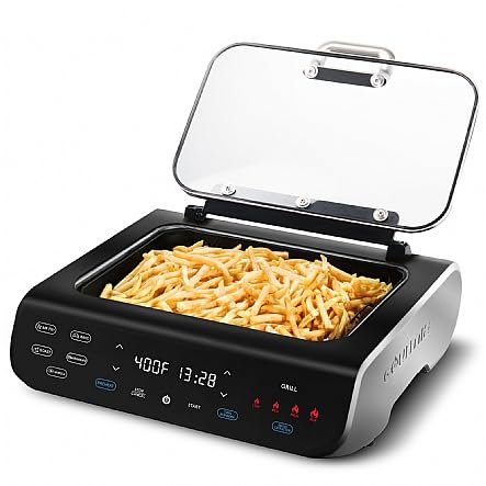 FoodStation Smokeless Grill, Griddle & Air Fryer with with Smoke Extracting Technology, 6 One-Touch Cooking Functions, Extra-Large Nonstick Cooking Surface, and Integrated Temperature Probe