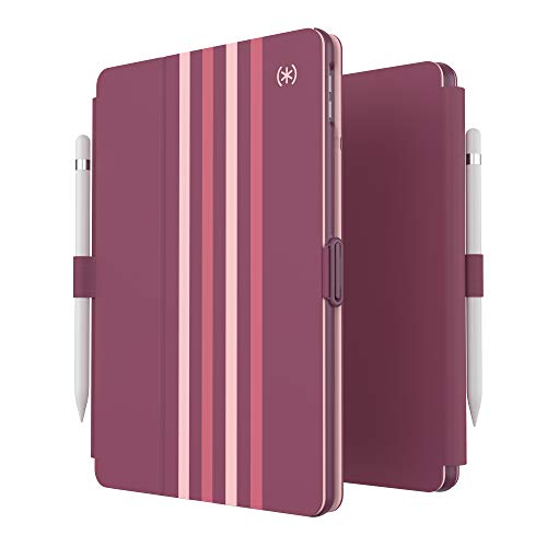 Speck Products Balance Folio Print iPad (2019/2020) Case and Stand, Crimson Forest Stripes/Lush Burgundy, CRIMSN Forest Stripes/Lush Burgundy