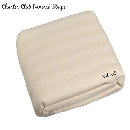 Charter Club Damask Stripe 500 Thread Count Duvet Cover King Natural Cream Ivory