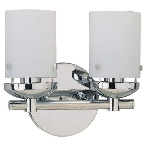 Sea Gull Lighting 40044-05 Bliss Two-Light Vanity, Chrome Finish with Cased Opal Etched Glass