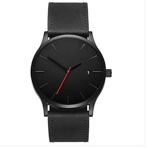 South Lane Stainless Steel Swiss-Quartz Watch with Leather Calfskin Strap, Black, 20 (Model: SS20-dr1-4985)