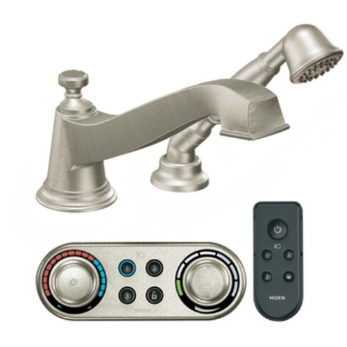 Moen TS9222BN Rothbury Low Arc Roman Tub Faucet Includes Hand Shower IO-Digital Technology, Brushed Nickel